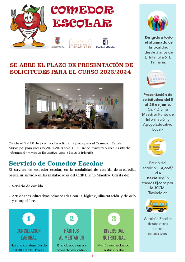 Se abre el plazo de presentación de solicitudes para el comedor escolar ...