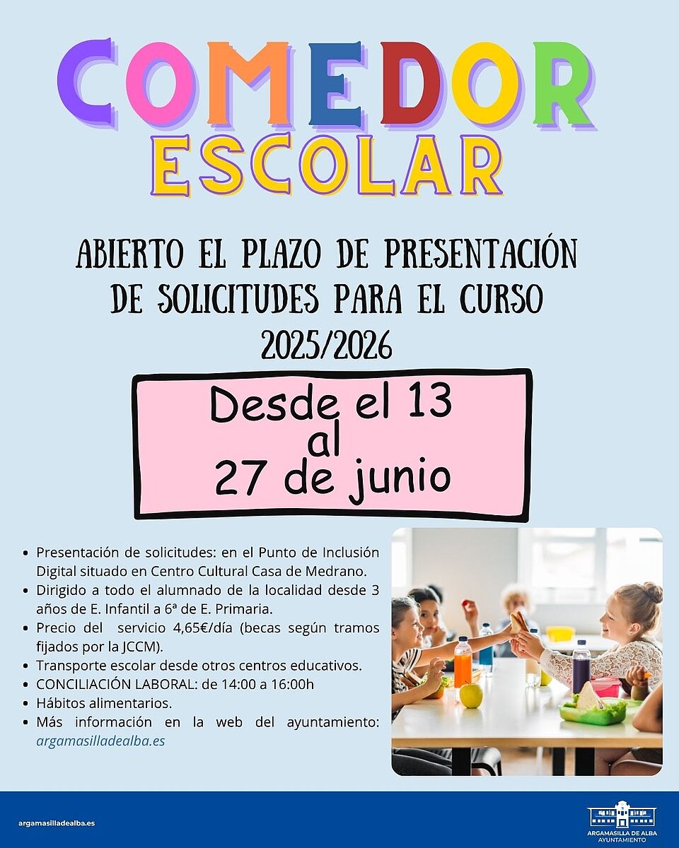 Se abre el plazo de presentación de solicitudes para el comedor escolar ...